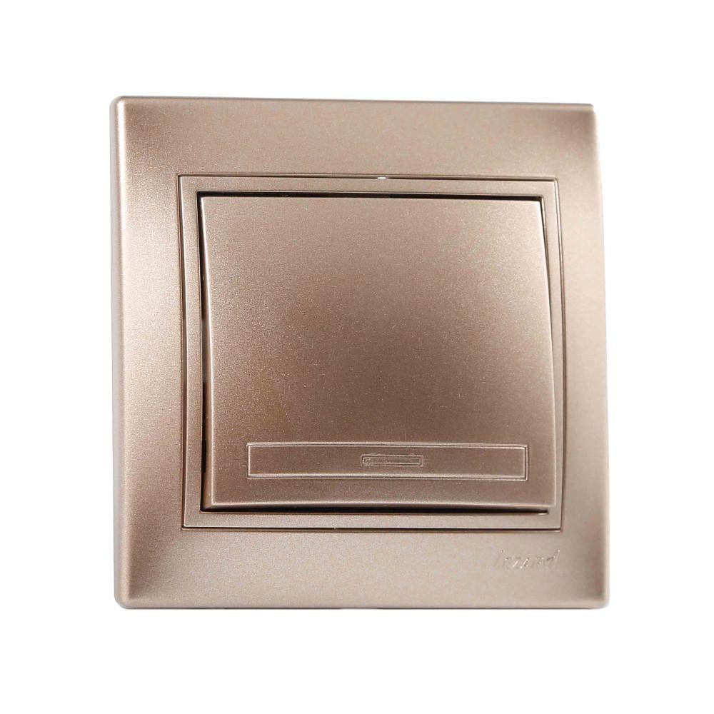 Выключатель одноклавишный Lezard Mira со вставкой Светло-коричневый перламутр (27549256)