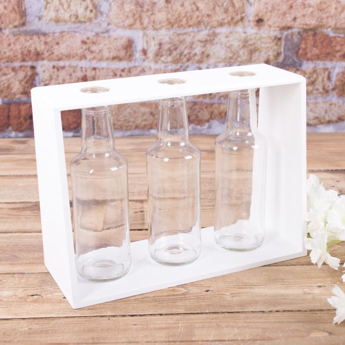 Ваза деревянная на три бутылочки 200 мл Белый (2411-1)