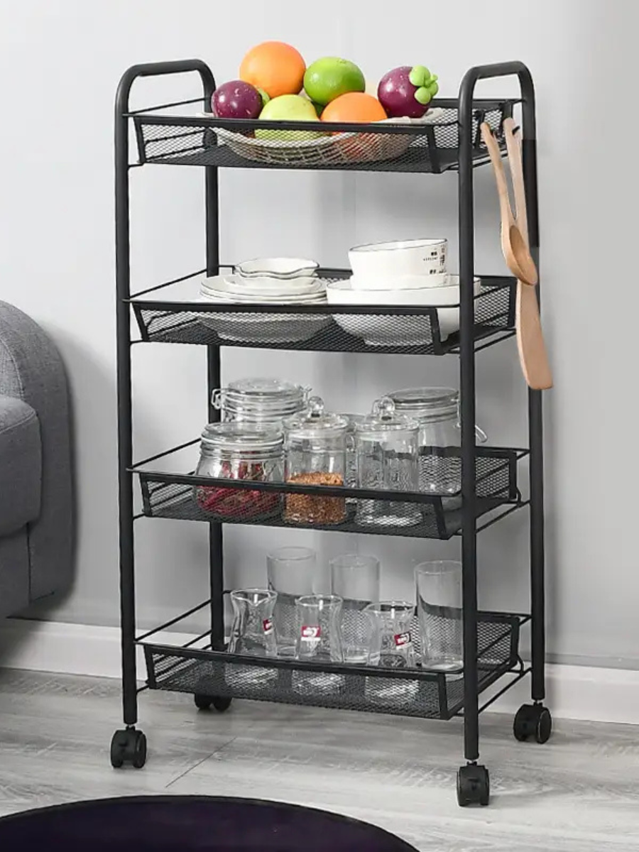 Етажерка на колесах металева універсальна 4 яруси 86х44х26 см Чорний (1296932964) - фото 11 Етажерка на колесах металева універсальна 4 яруси 86х44х26 см Чорний (1296932964) - фото 11