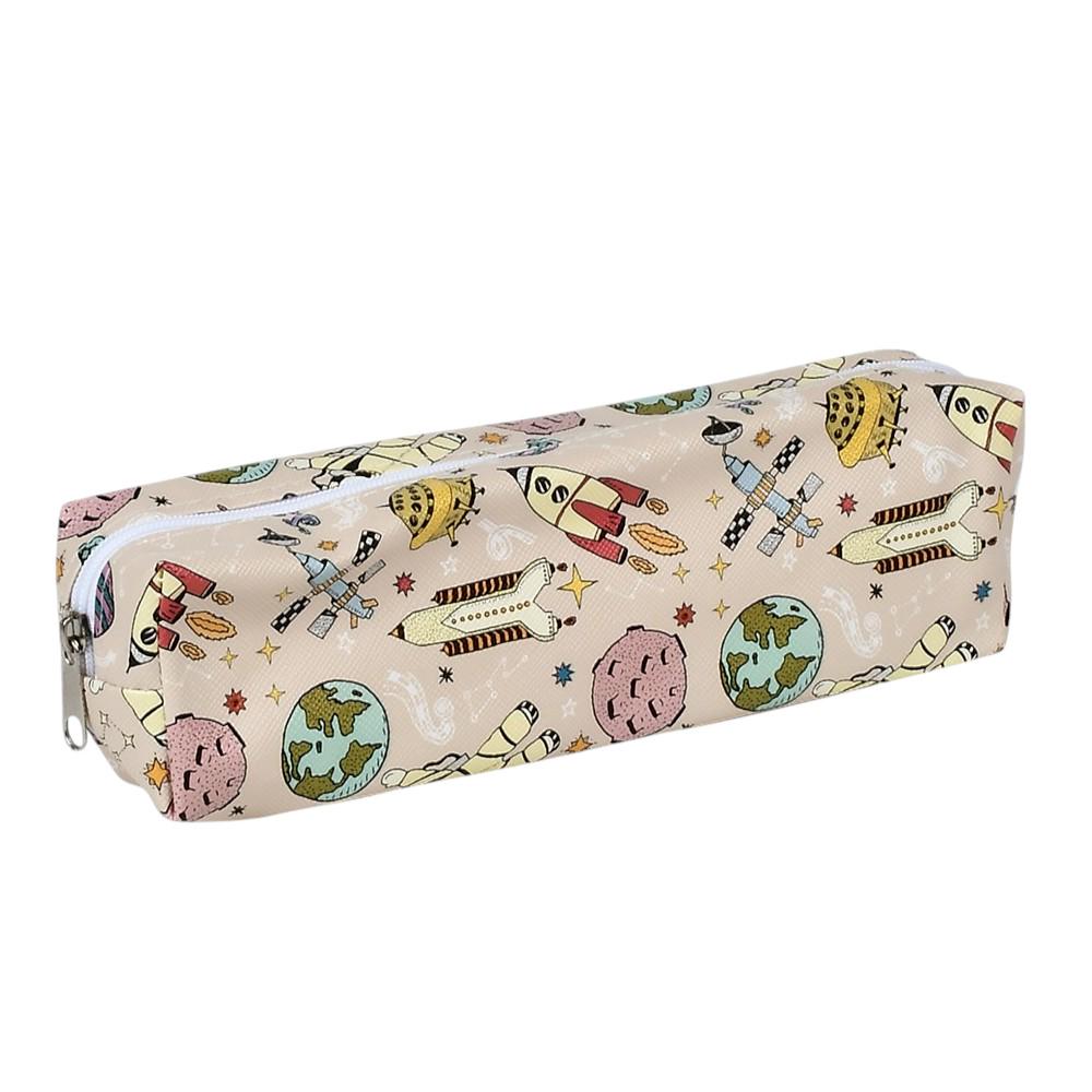 Пенал для школьников Stenson Space Космос 21х4х5 см Бежевый (R97897)