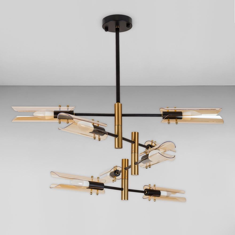 Люстра потолочная Light House LS-18913-8 BR Черный/Бронзовый/Янтарный