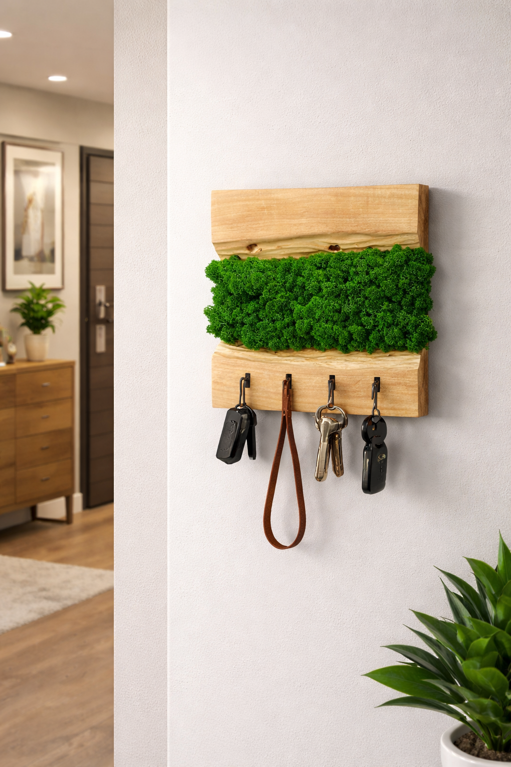 Ключница настенная из дерева со стабилизированным мхом (33165689) Ключница настенная из дерева со стабилизированным мхом (33165689)