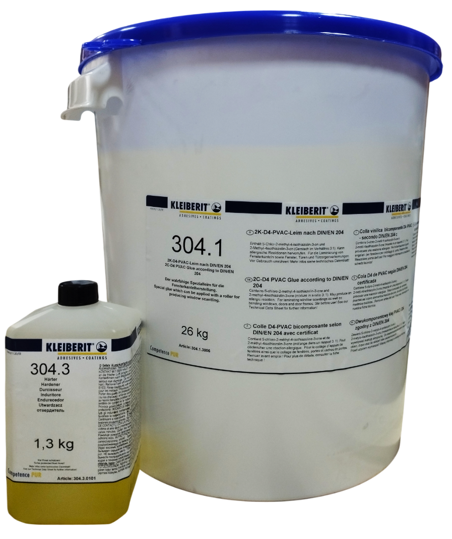 Клей ПВА столярный Kleiberit 304.1+304.3 двухкомпонентный влагостойкий Д4 27,3 кг Белый (1574804195)
