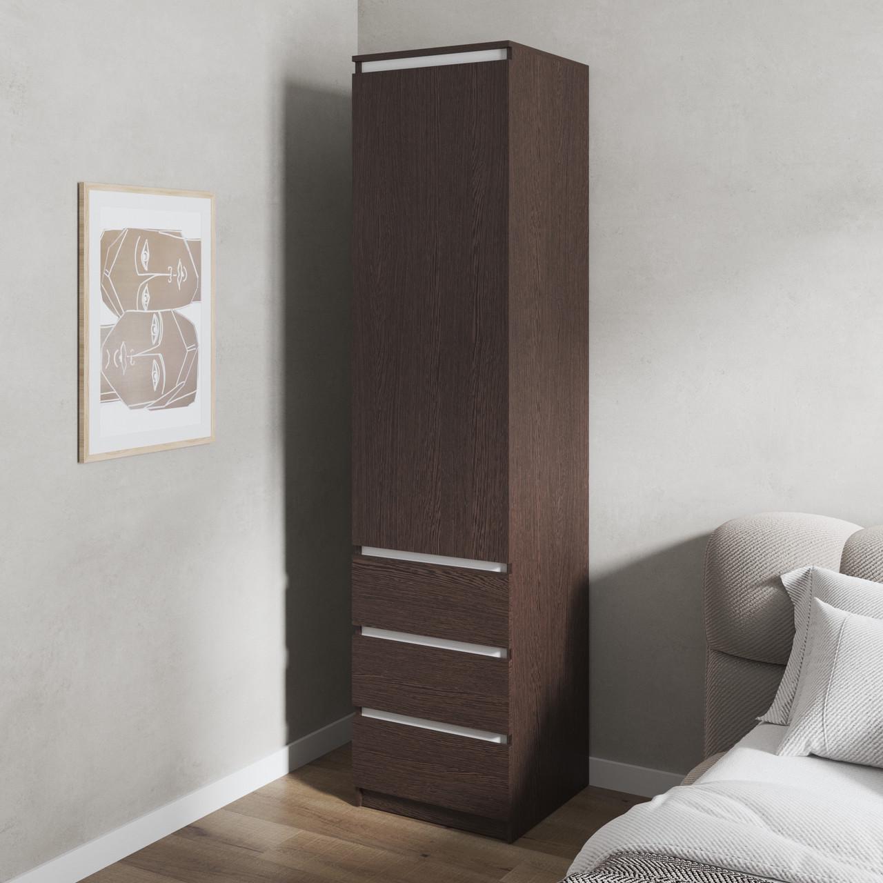 Шафа-пенал Вайс R-35 502х500х2110 мм Венге Темний/Білі планки (30766559) - фото 1 Шафа-пенал Вайс R-35 502х500х2110 мм Венге Темний/Білі планки (30766559) - фото 1