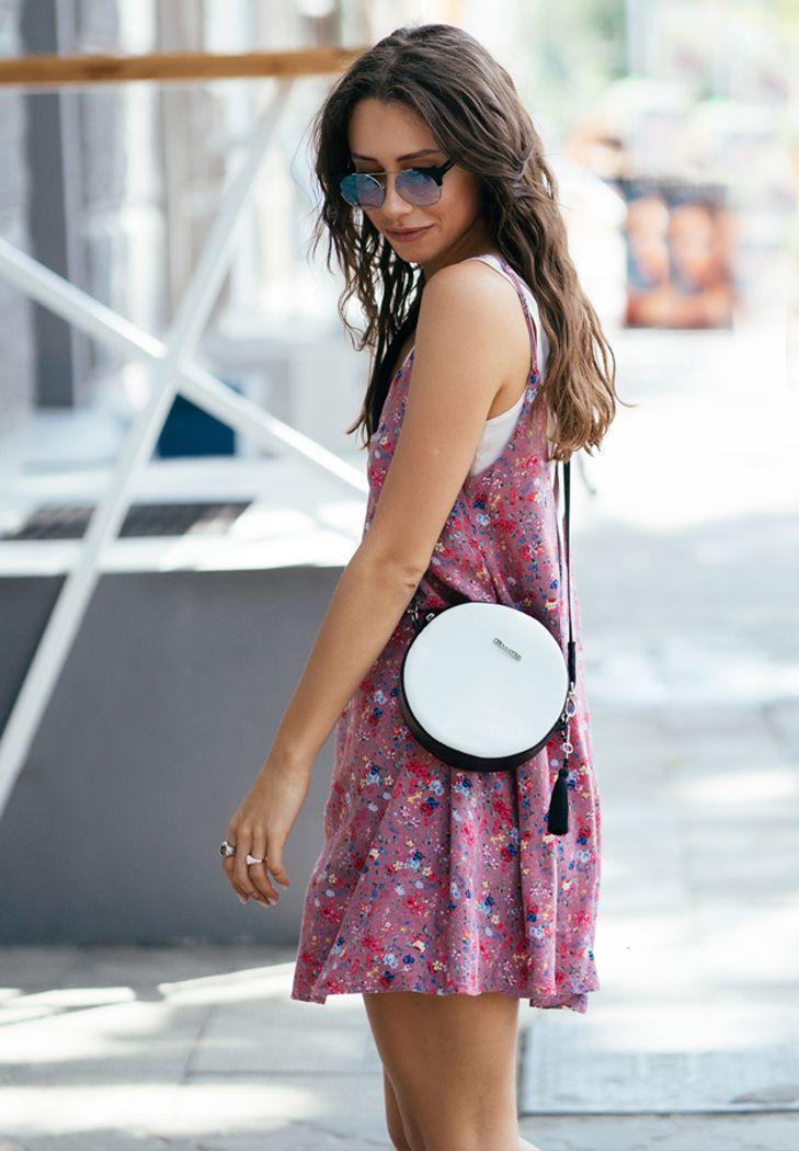 Жіноча сумка кругла шкіряна Tablet Чорно-білий (A-026425) Жіноча сумка кругла шкіряна Tablet Чорно-білий (A-026425)