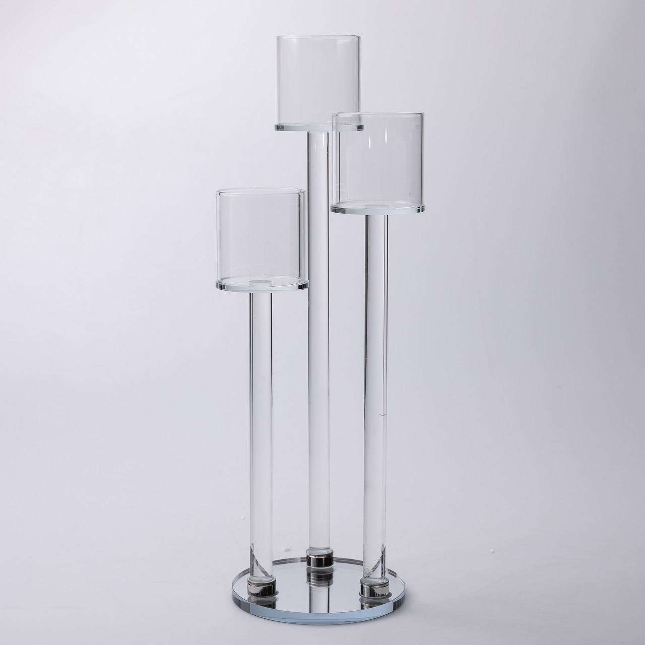 Подсвечник декоративный на 3 свечи стеклянный h 37,5 см (HP-4-13) - фото 5 Подсвечник декоративный на 3 свечи стеклянный h 37,5 см (HP-4-13) - фото 5