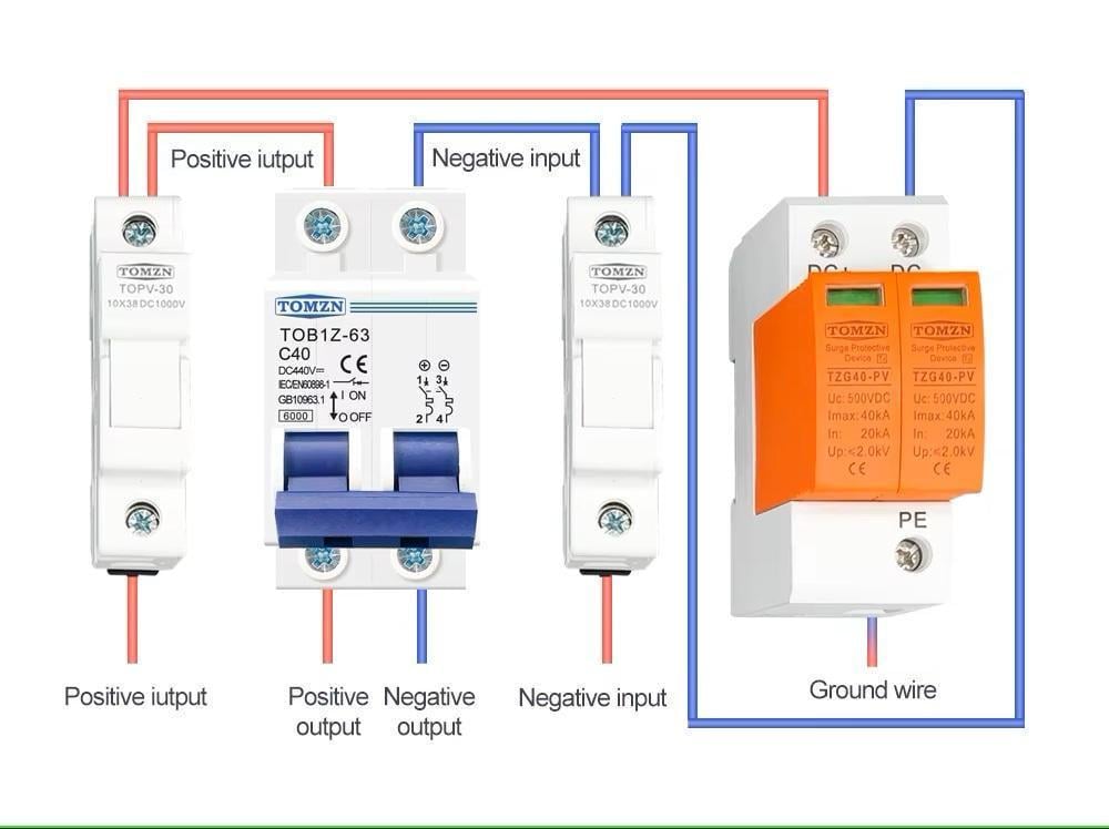 Выключатель постоянного тока TOMZN автоматический DC MCB TOB1Z-63 2P Icu 6kA на DIN рейку 63А двухполюсный до 440V (100802499) - фото 7