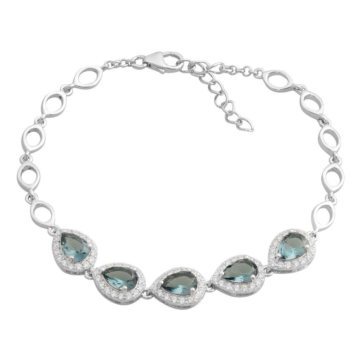 Браслет срібний з лондонським топазом у формі краплі 17-20 см