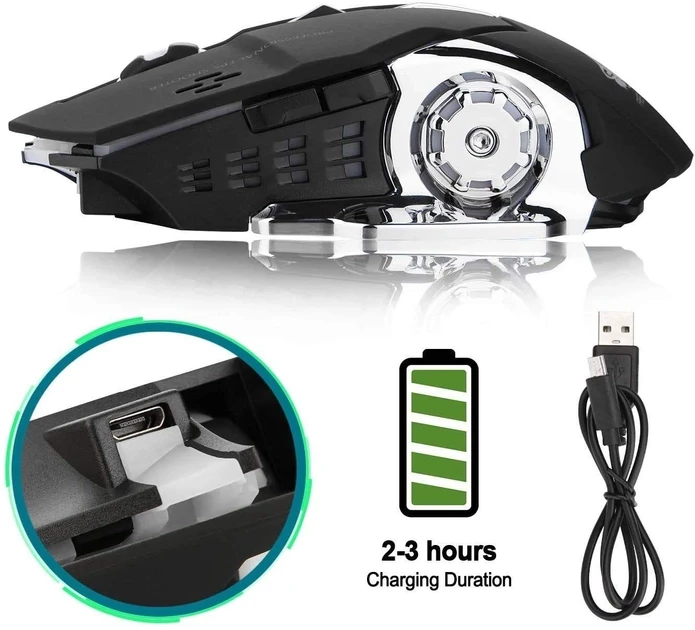 Комп'ютерна мишка T2 RGB підсвічування USB Charge/Bluetooth безшумна з вбудованим акумулятором Black (SH0000165) - фото 6