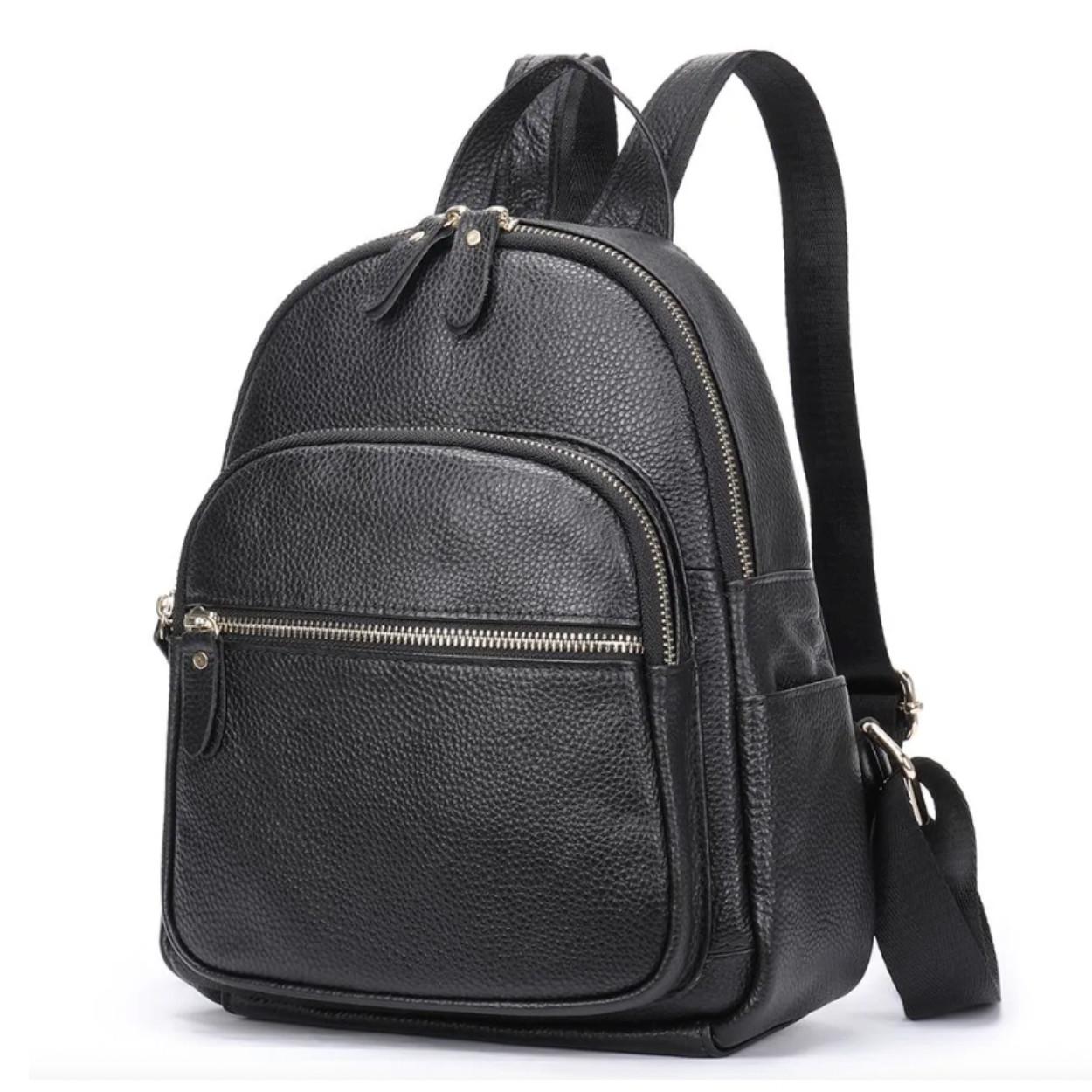 Рюкзак жіночий Lorian з натуральної шкіри на одне велике основне відділення Чорний (LR 25172-black) - фото 1