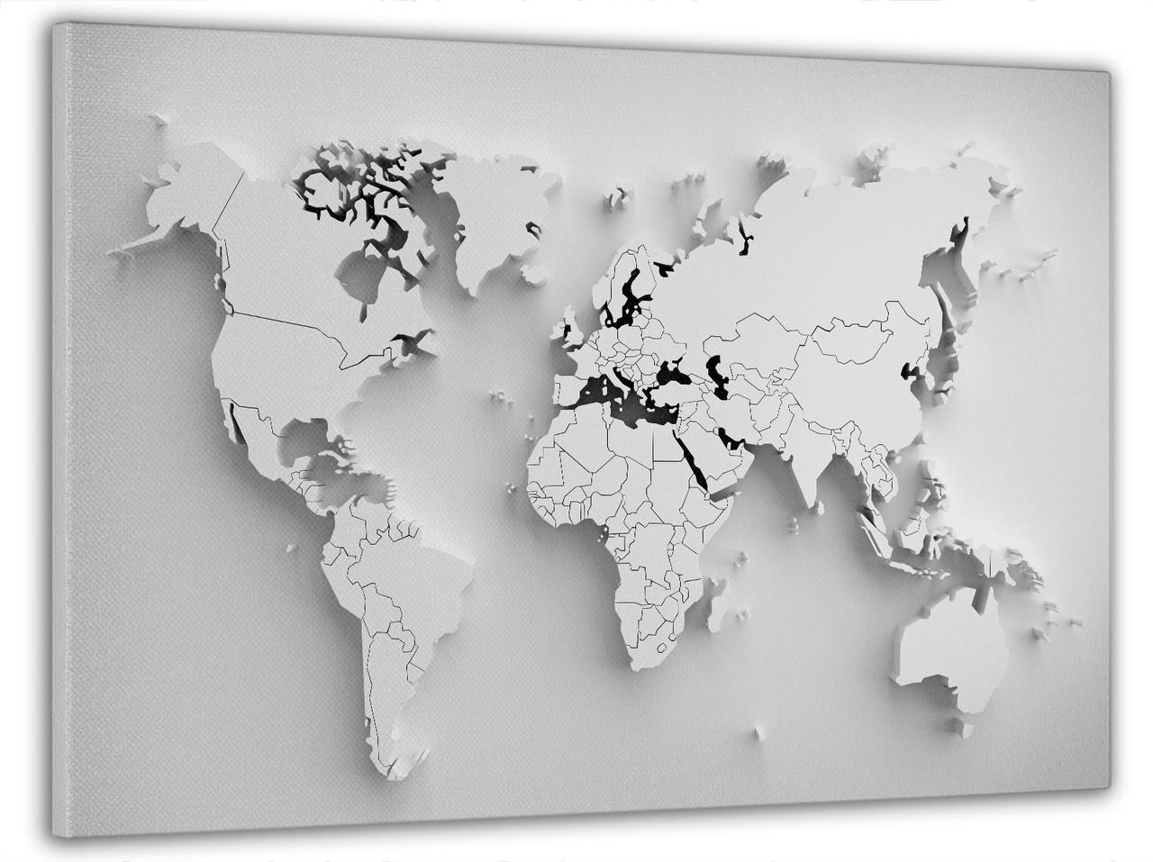 Картина на холсте DK Белая карта мира 60x100 см (MK10106_M)