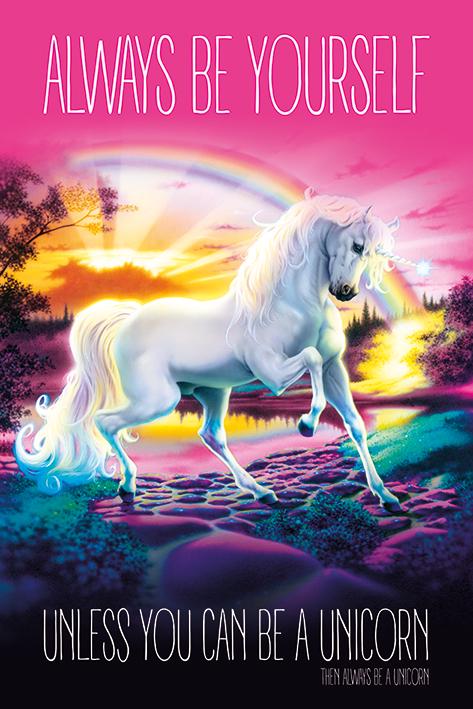 Постер плакат Единорог Всегда Будь Собой/Unicorn Always Be Yourself 61x91,5 см
