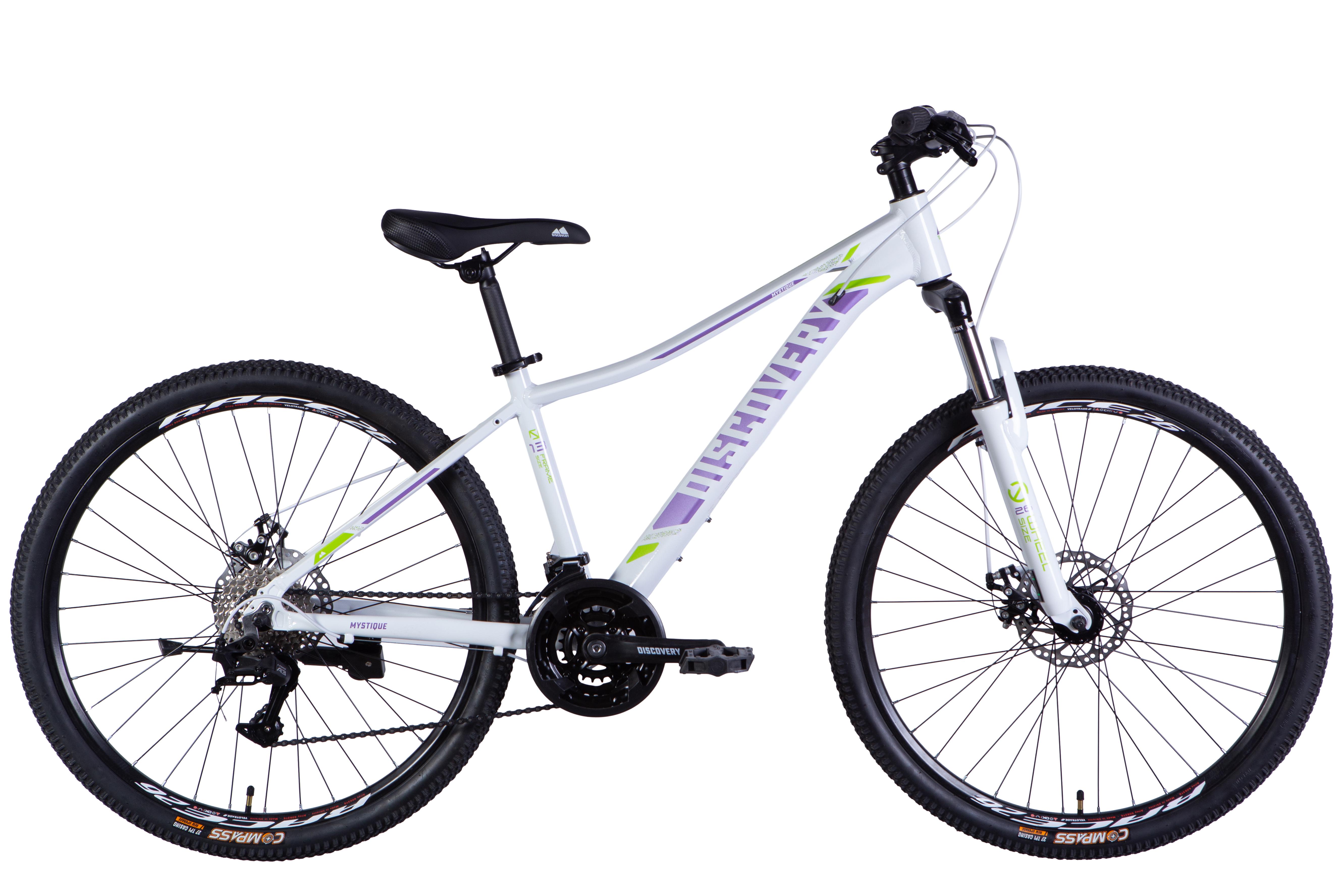 Велосипед Discovery 2025 MYSTIQUE DD CS AL 26" рама 15" Бело-фиолетовый (OPS-DIS-26-627)