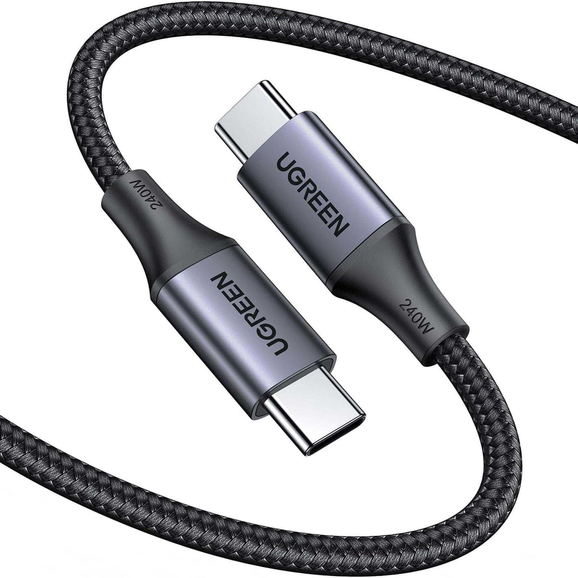 Кабель UGREEN Type-C Type-C USB 2.0 240Вт 5А/48В 480 Мбіт/с Thunderbolt PD 3.1 Power Delivery E-Marker Чип 2 м Чорний (90440)