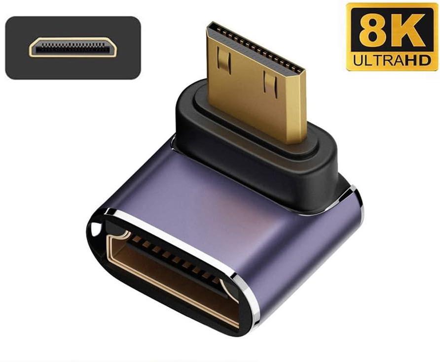 Переходник угловой SUNROZ Mini HDMI-HDMI M/F 8K LED Metal C8K-04 (A48579) - фото 2