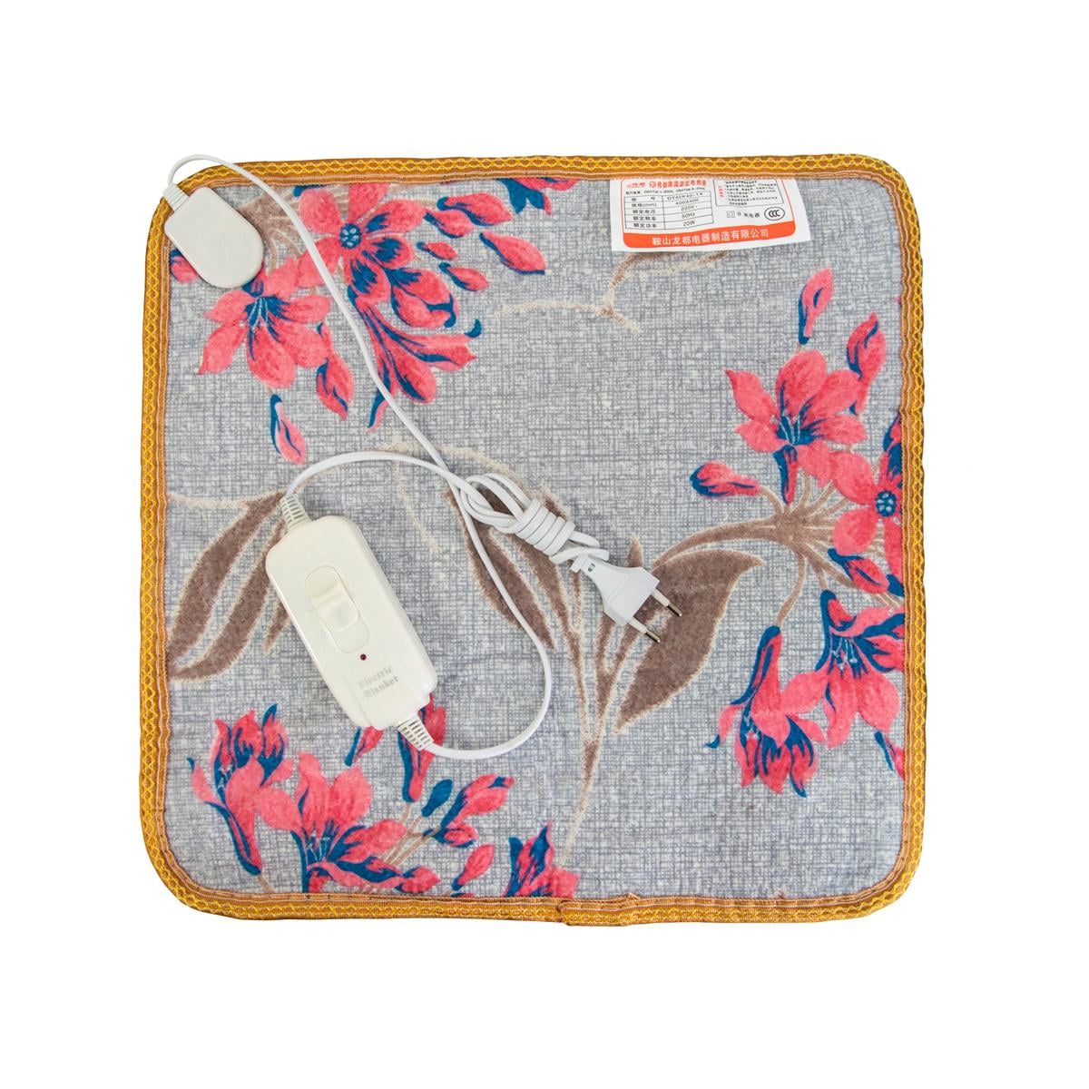 Коврик для ног с подогревом Electric Blanket Красные цветы 20 Вт 40x40 см Серый (1010270-Other)