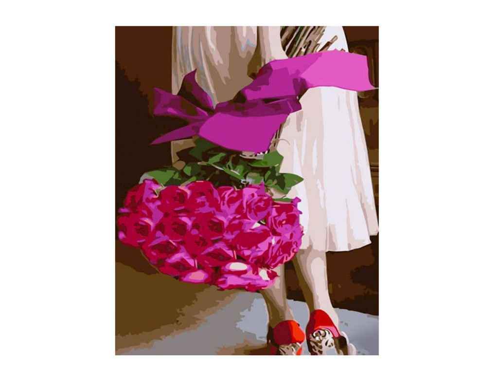 Картина по номерам Strateg Букет розовых роз 40х50 см (GS1060)