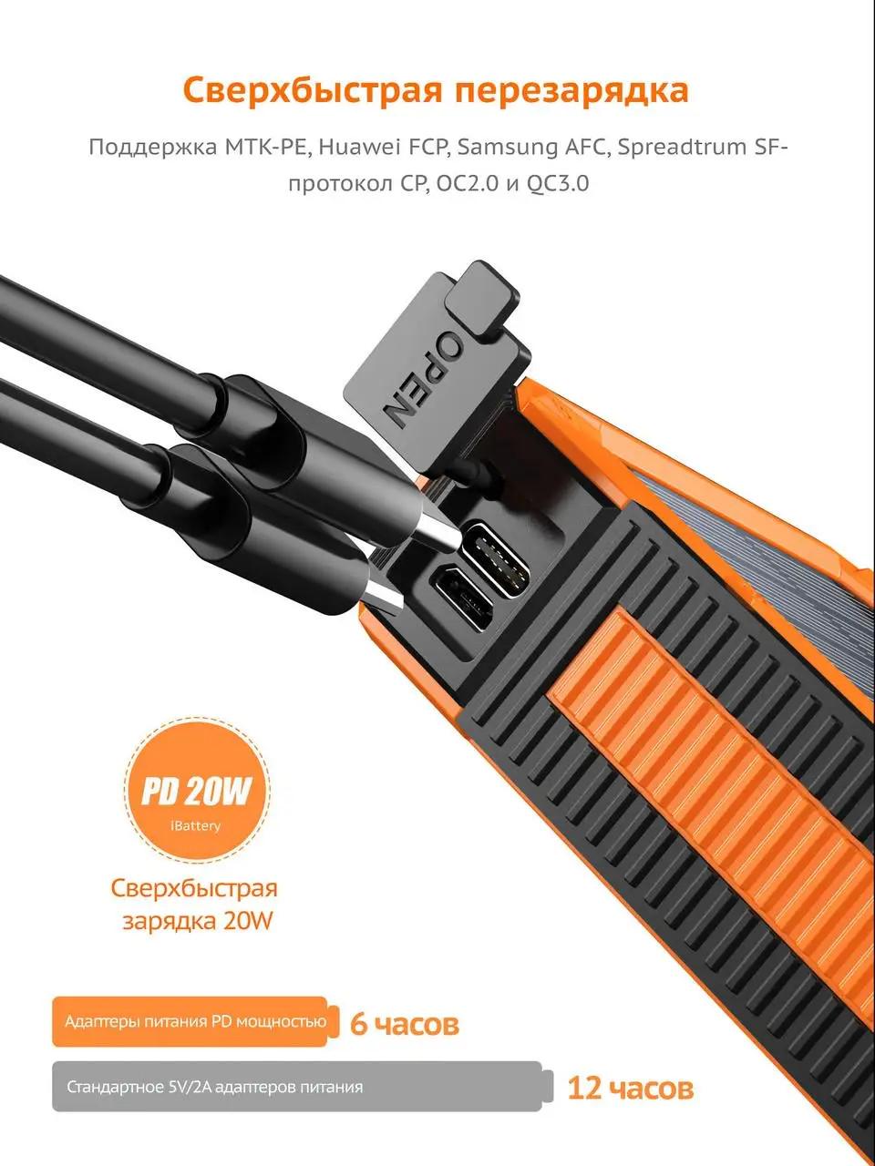 Повербанк iBattery YD-888KW 20000 mah QI 30000 mAh Orange (22630078) - фото 8