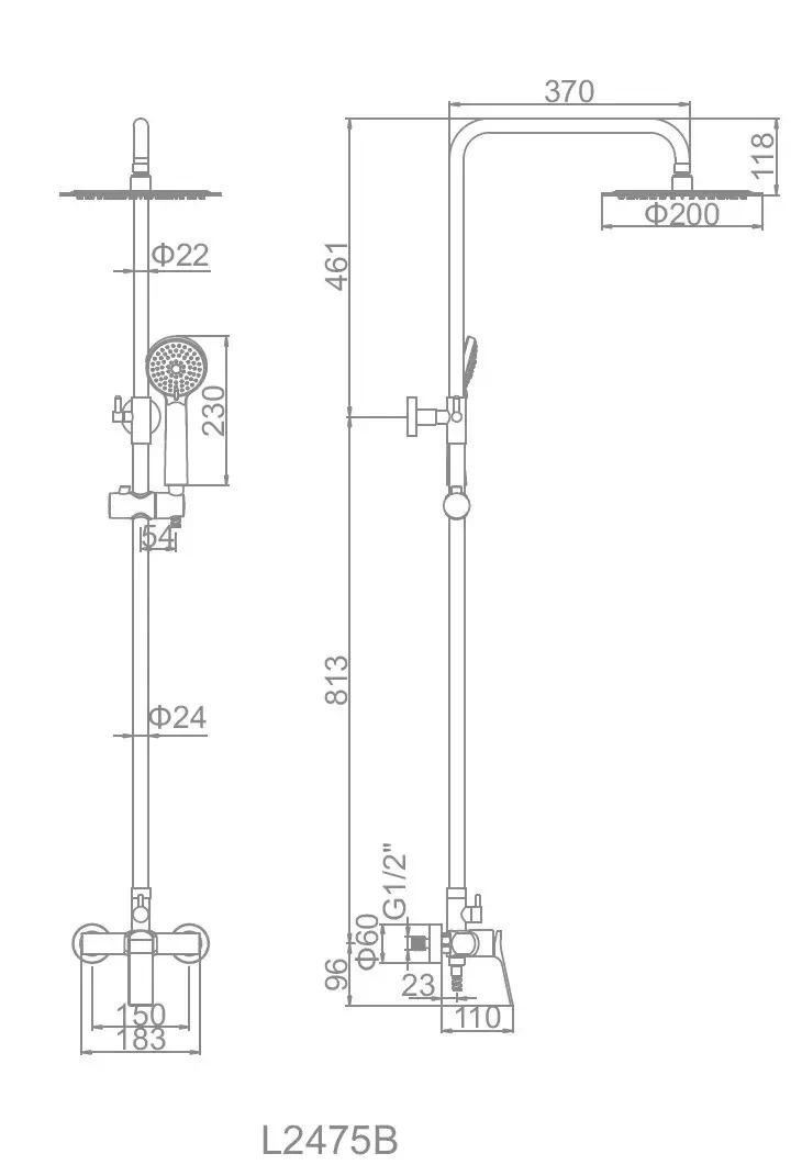Система душова Lamber 178-12 BLACK зі змішувачем для ванни Чорний (178-12 Black) - фото 2 Система душова Lamber 178-12 BLACK зі змішувачем для ванни Чорний (178-12 Black) - фото 2