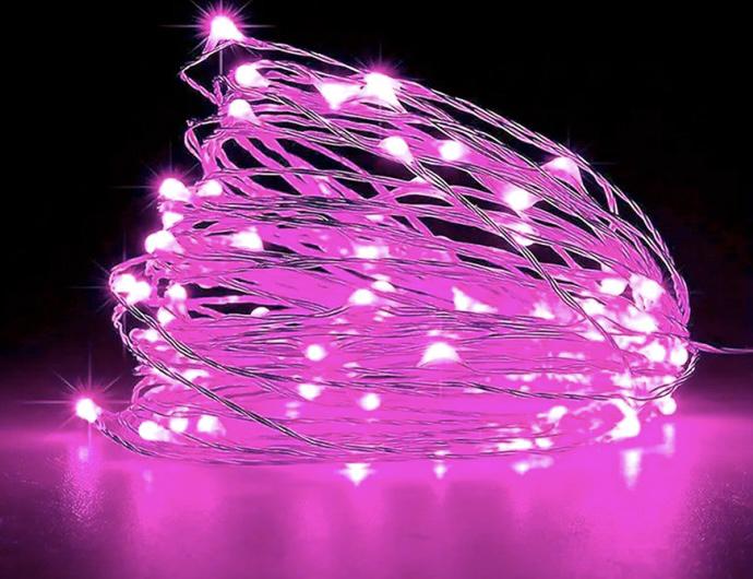 Гірлянда роса міні на батарейках 2 м Рожевий (30469104)