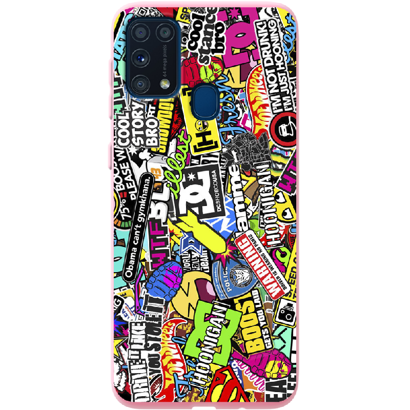 Чохол Boxface Samsung M315 Galaxy M31 Multicolored Inscriptions Рожевий силікон (39091-up880-41818)