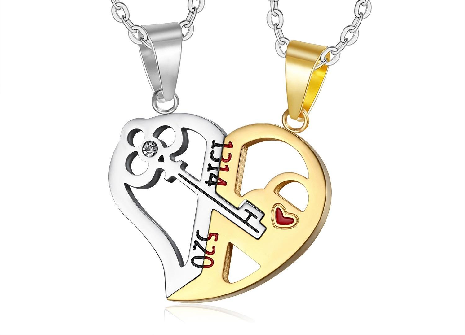 Подвески парные для влюбленных Ключ к сердцу из прочной нержавеющей стали (R8002)