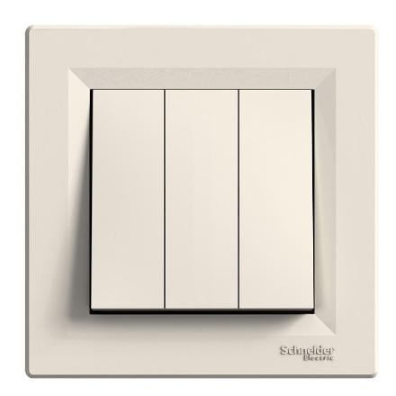 Выключатель трехклавишный Schneider Asfora Кремовый (24445)