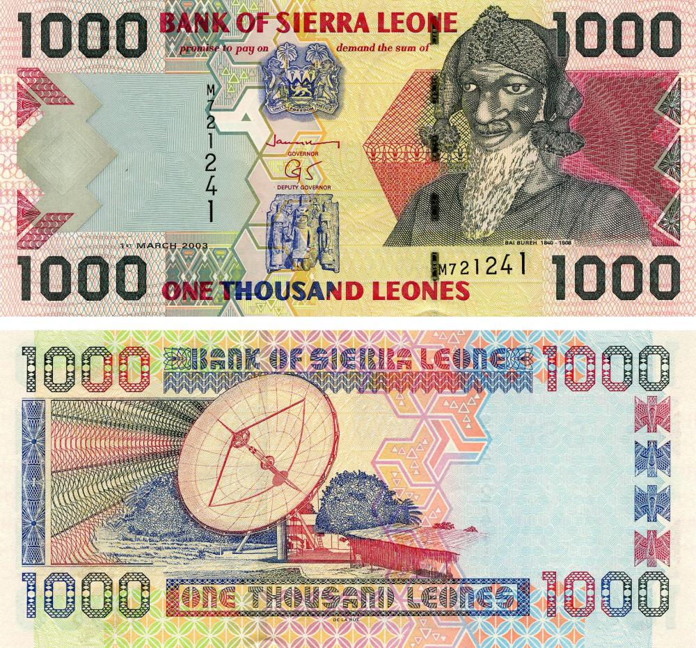 Коллекционная банкнота Сьерра-Леоне 1000 леоне 2003 UNC P24 (Б13372)