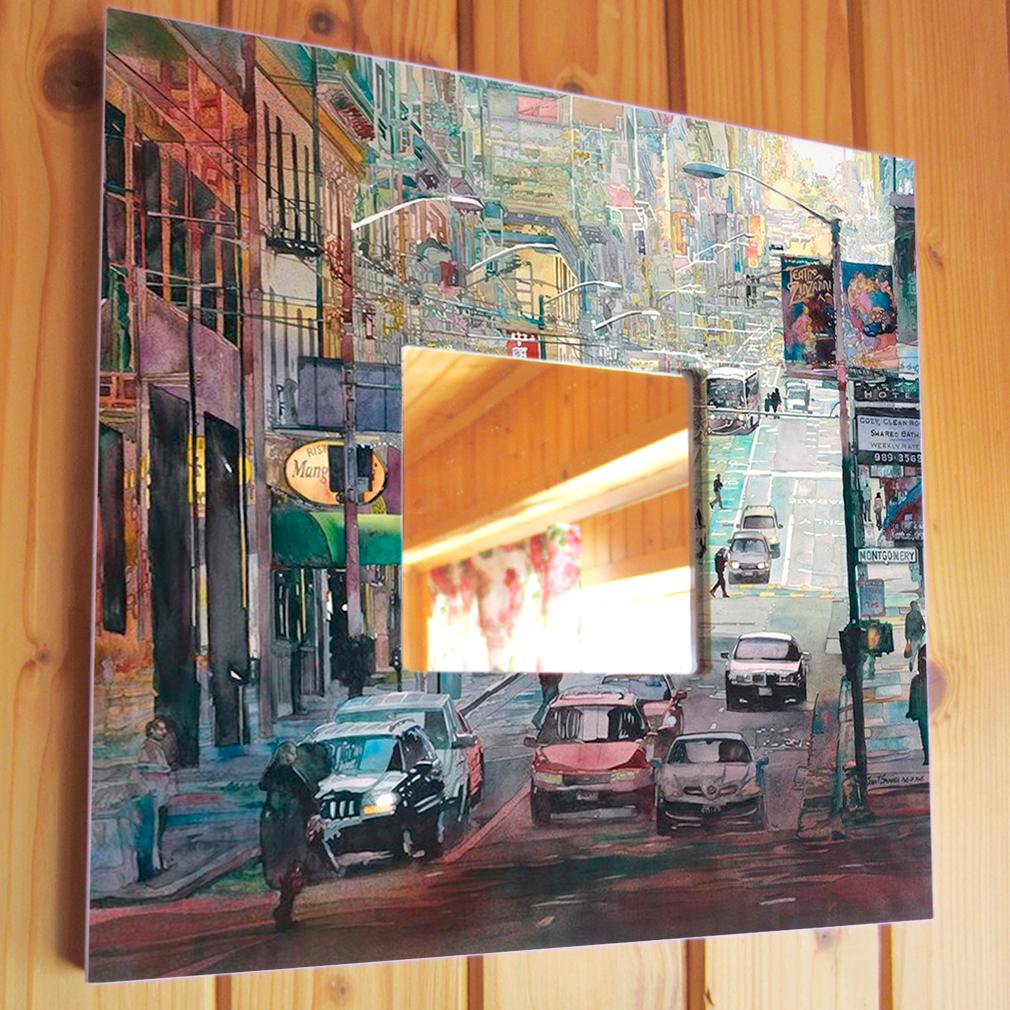 Зеркало декоративное картина "Город Мегаполис. США" 260х260 мм (M03641)