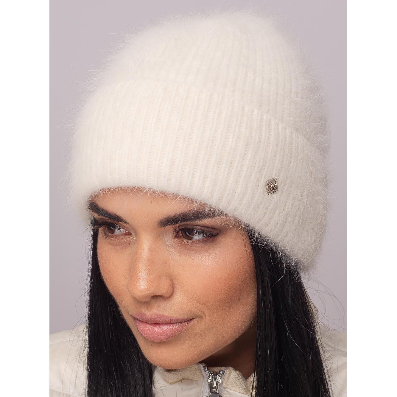 Шапка женская ангоровая с флисом Leks Диорис One size Молочный (128063)