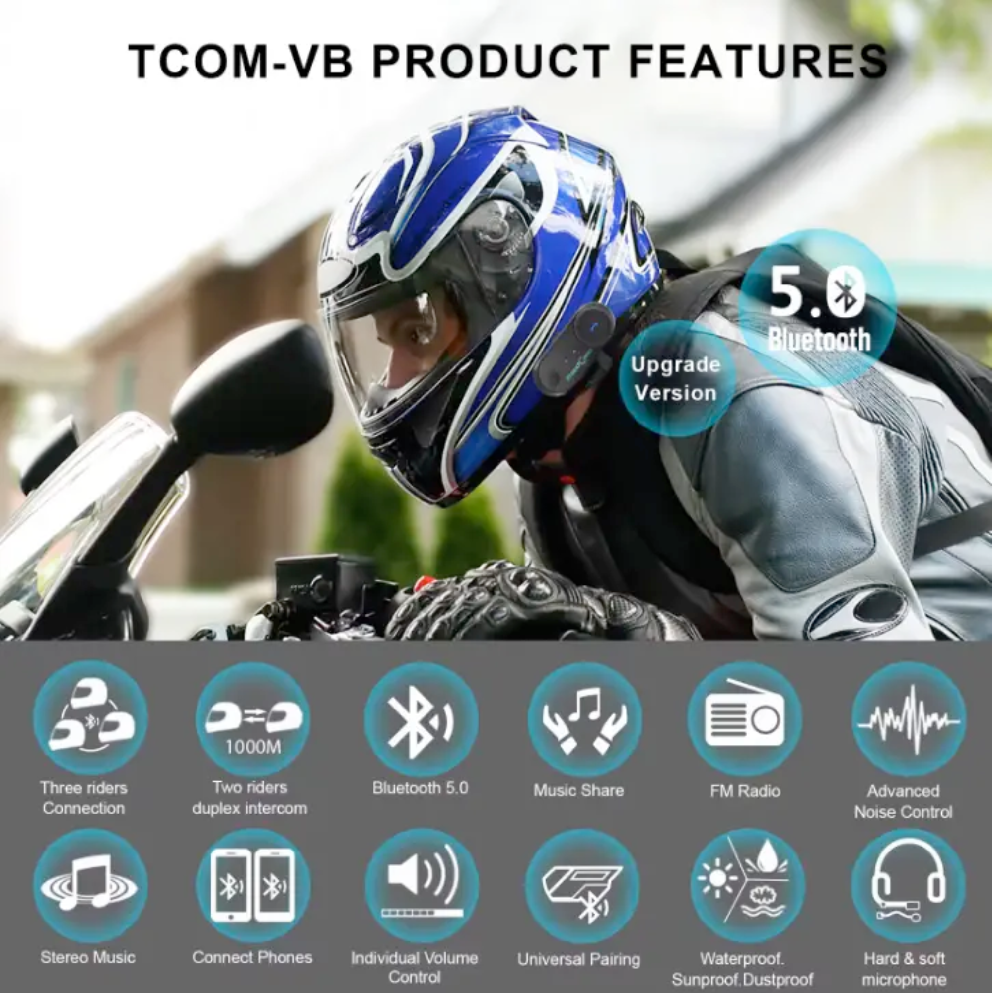 Гарнітура мотоциклетна Freedconn T-Com VB для шолома з бездротовим зв'язком Bluetooth (24421779) - фото 8 Гарнітура мотоциклетна Freedconn T-Com VB для шолома з бездротовим зв'язком Bluetooth (24421779) - фото 8