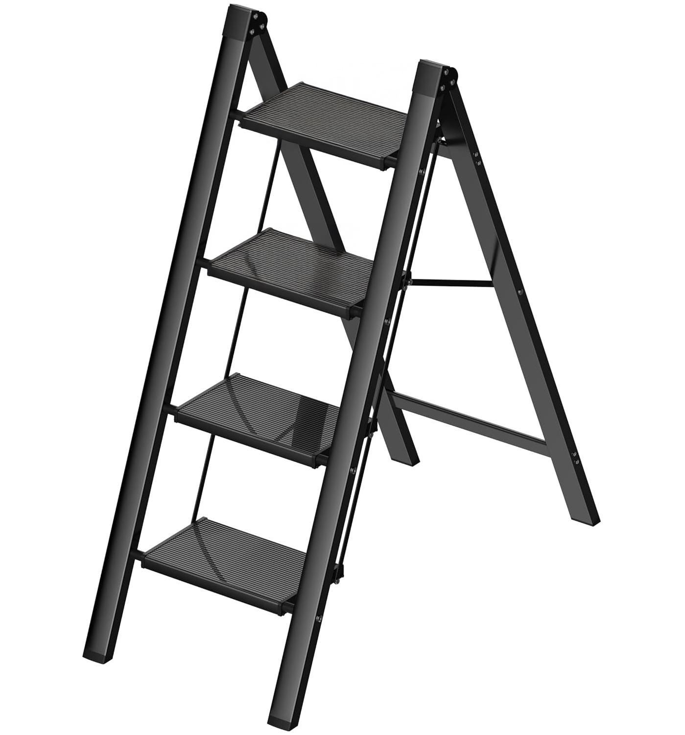 Лестница стремянка алюминиевая бытовая DOAKT Air A4 на 4 ступеньки складная до 150 кг Black (A4-BK)