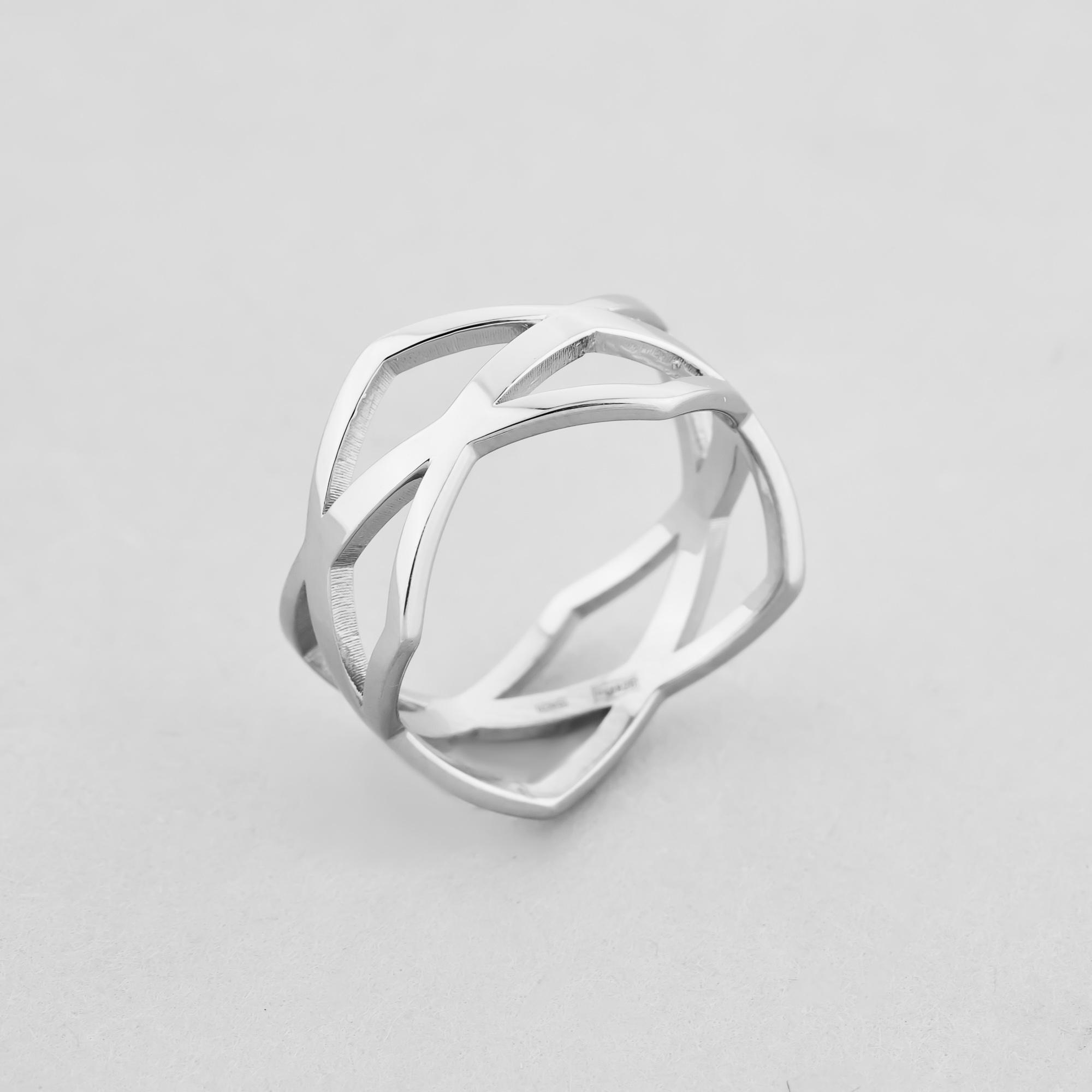 Серебряное кольцо Minimal Геометрическая прогрессия р. 17 (13025)
