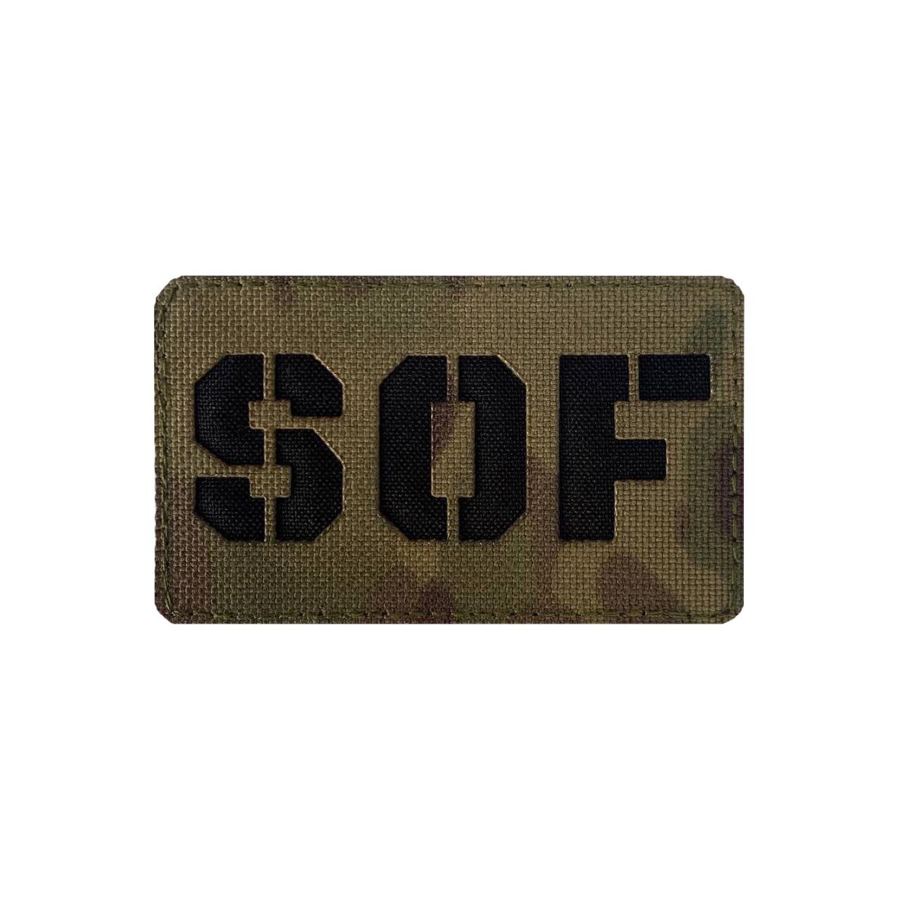 Шеврон на липучке Laser Cut SOF ССО Силы Специальных Операций 50х80 мм Мультикам/Черный