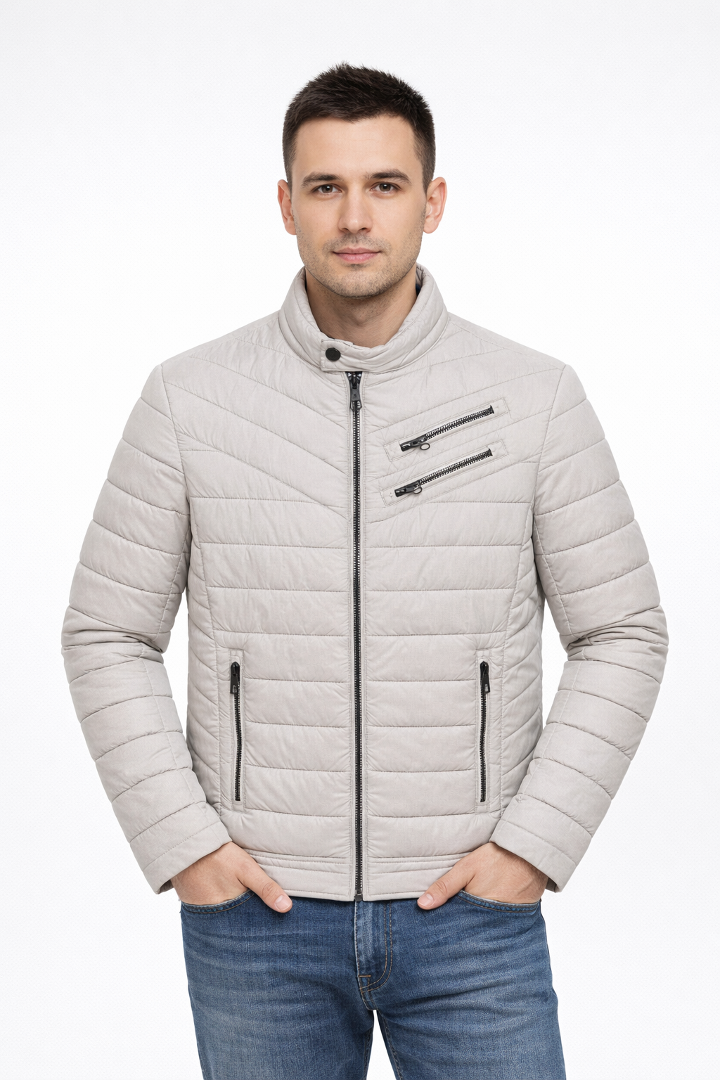 Куртка мужская демисезонная C&A без капюшона M Светло-серый (26127486) Куртка мужская демисезонная C&A без капюшона M Светло-серый (26127486)