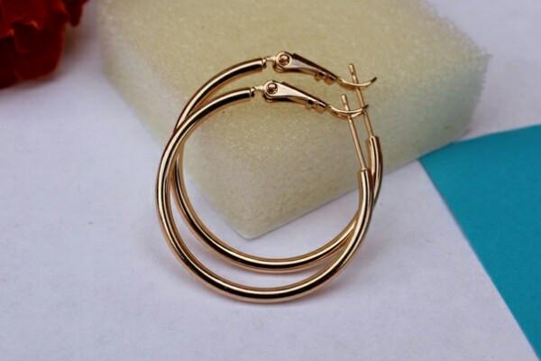 Серьги кольца Xuping Jewelry гладкие 2,5 см Золотистый (2362770794)