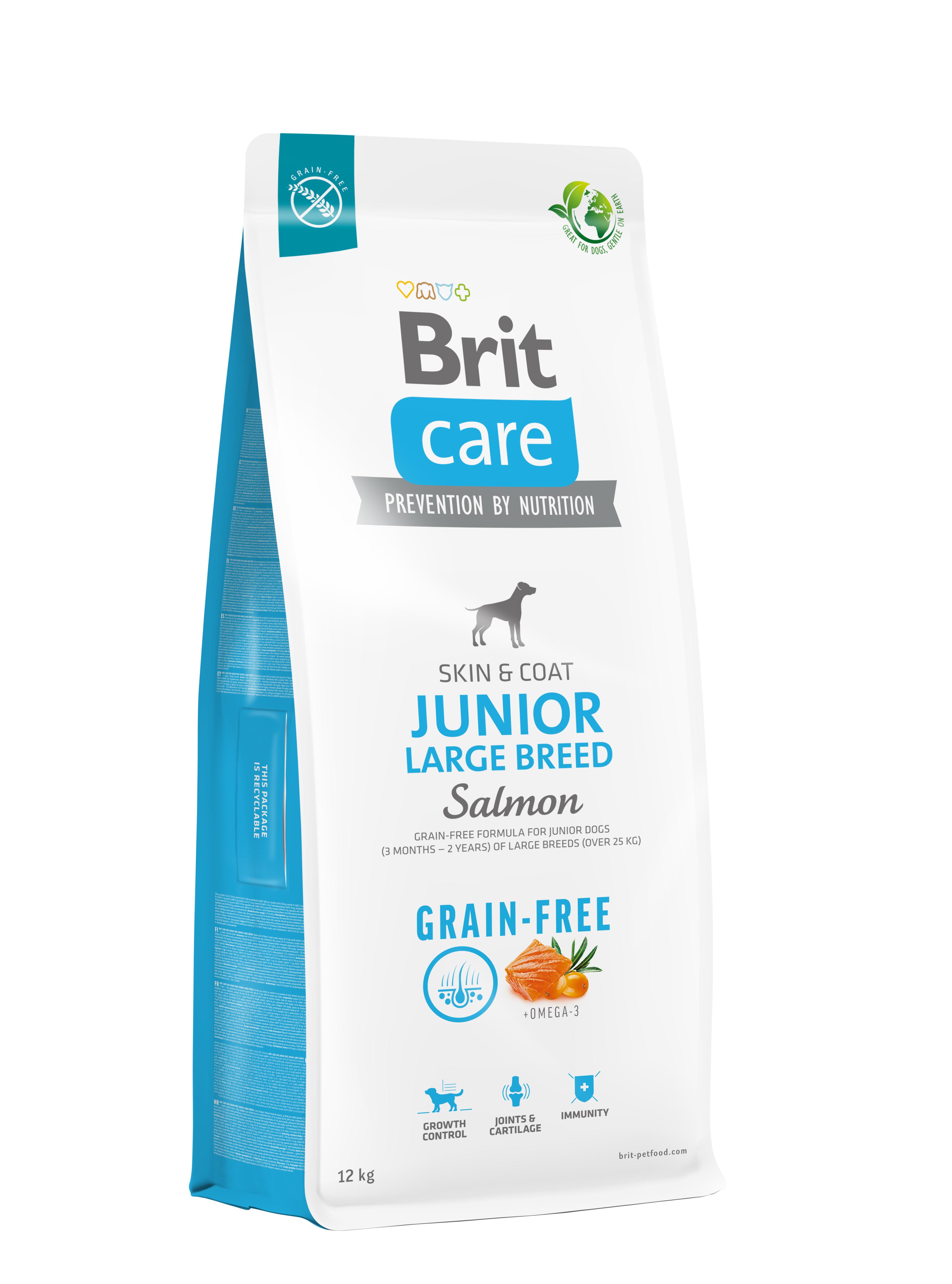 Корм для молодых собак больших пород Brit Care Dog Grain-free Junior Large Breed беззерновой с лососем 12 кг (172201)