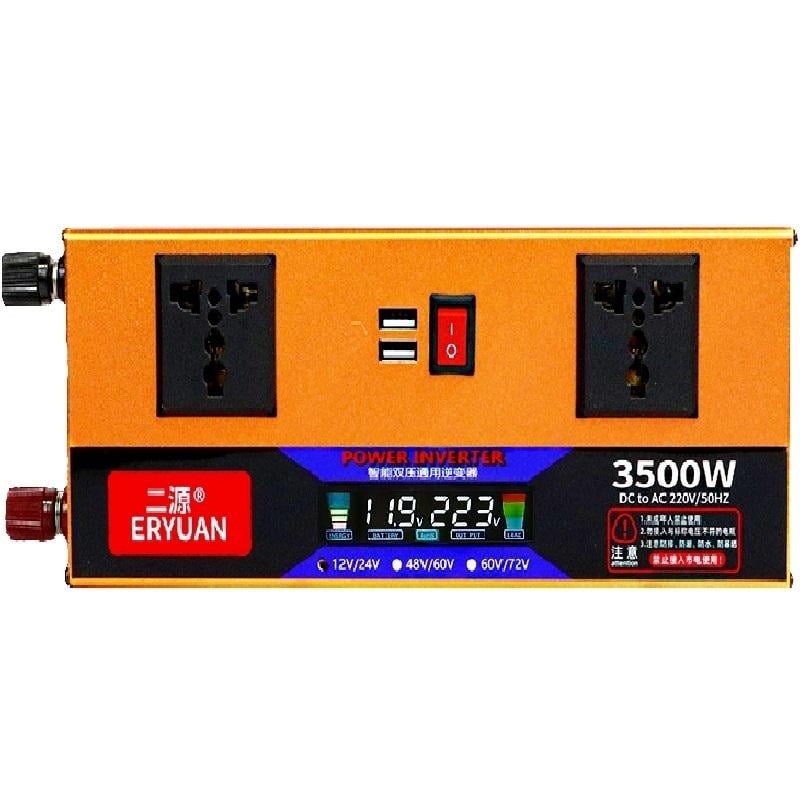 Інвертор автомобільний 12V-220V 3500W з LCD дисплеем та вольтметром перетворюва напруги ERYUAN Gold (21039356) Інвертор автомобільний 12V-220V 3500W з LCD дисплеем та вольтметром перетворюва напруги ERYUAN Gold (21039356)