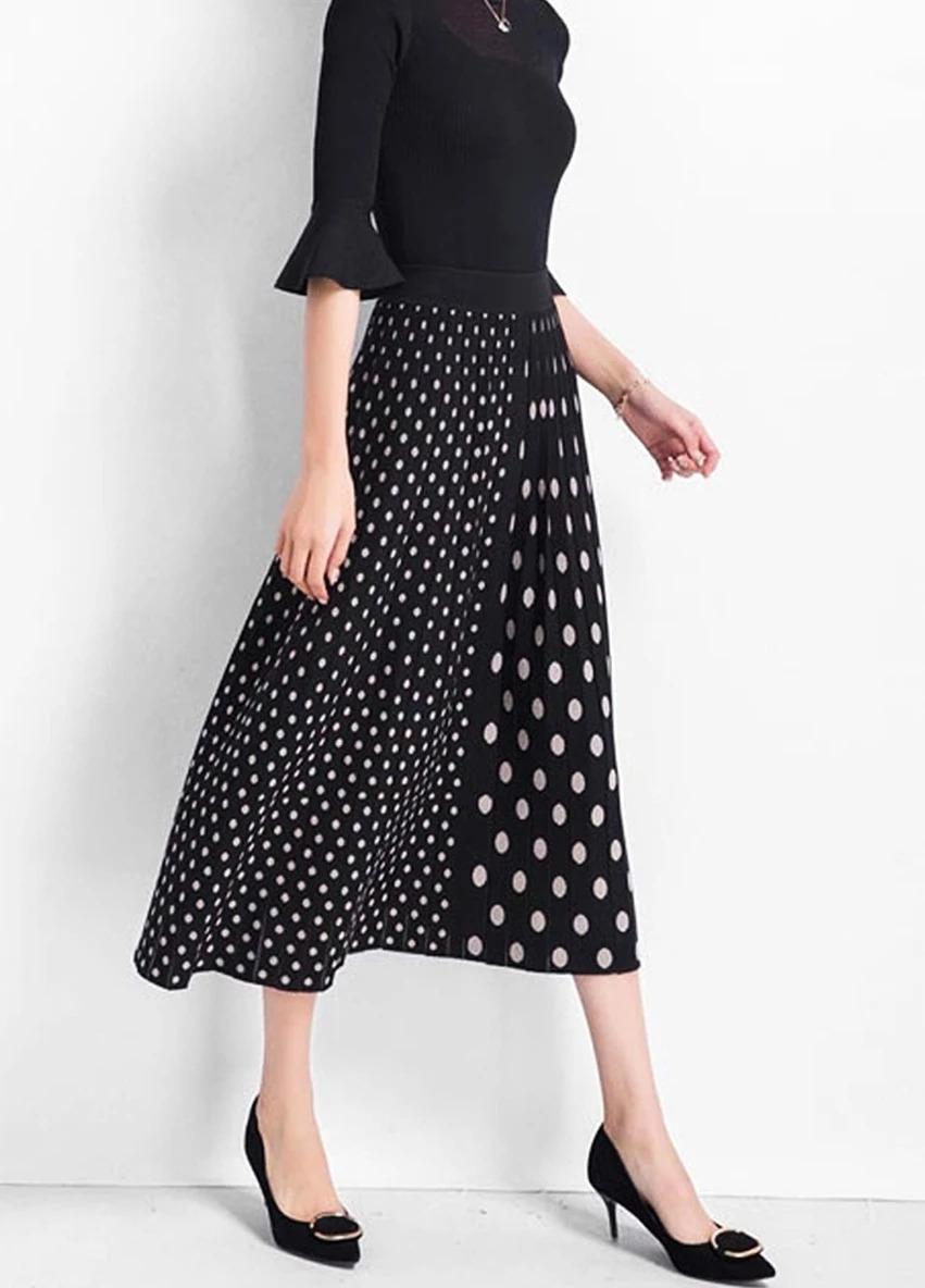 Спідниця міді двостороння Forza Viva MW-KS-1985 трикотажна р. 42 Чорно-білий (17852322) - фото 2