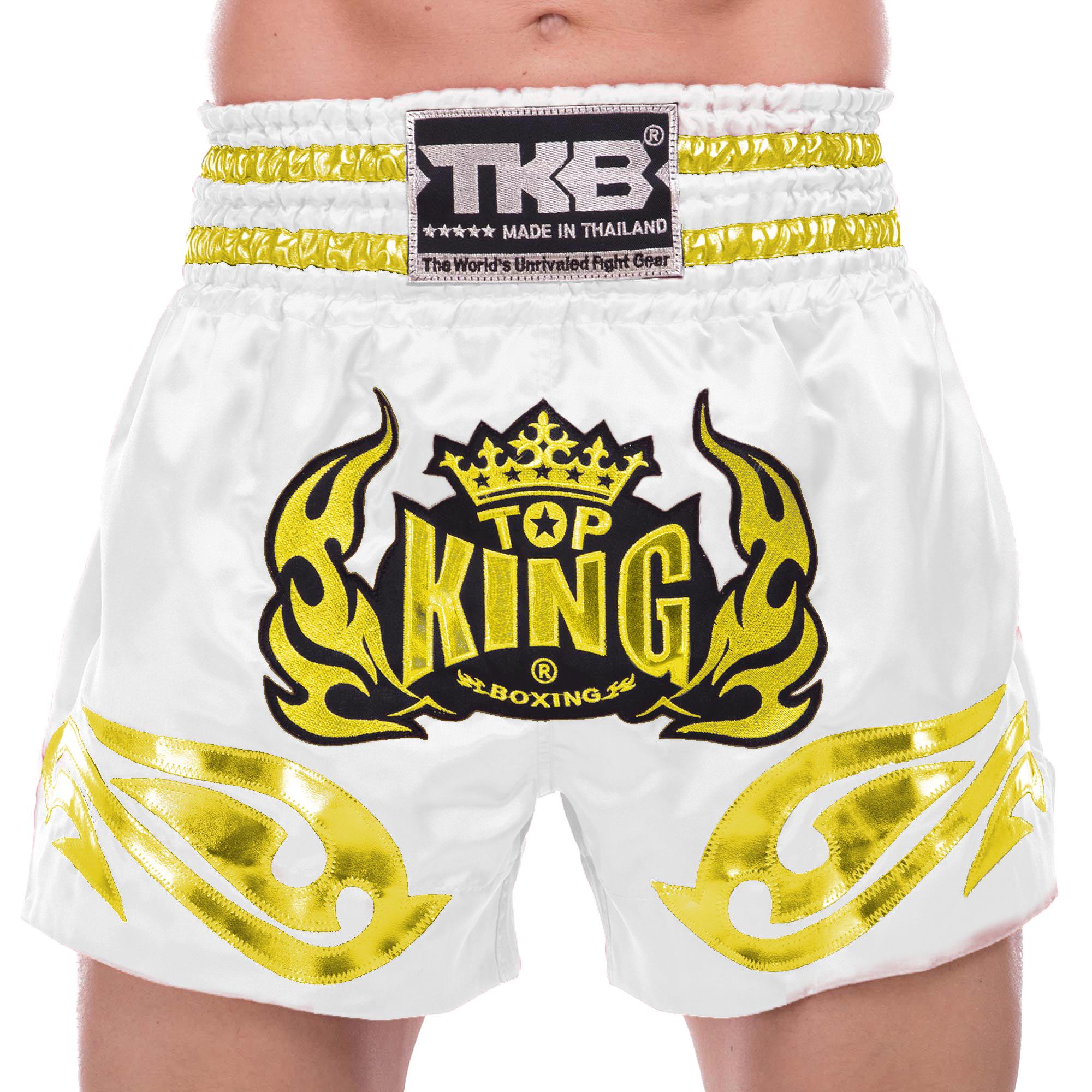 Шорты для тайского бокса и кикбоксинга TOP KING TKTBS-094 L Бело-золотой (TKTBS-094_Белый-золотой_L)