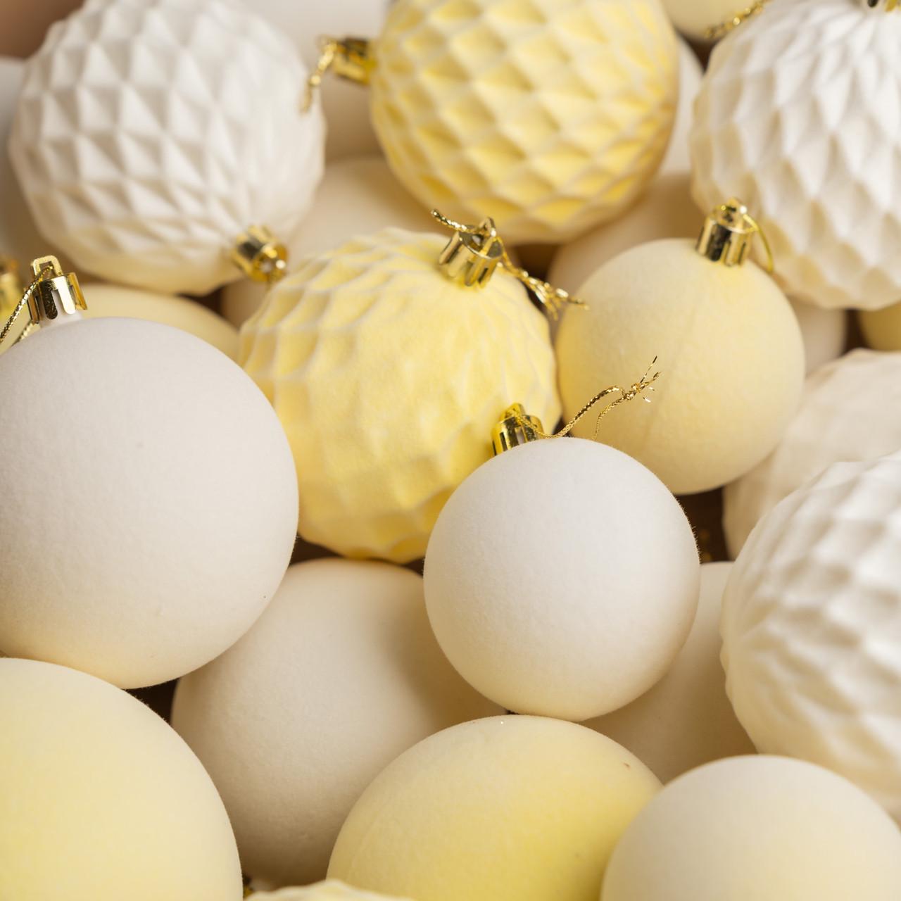 Іграшки ялинкові набір Оксамит 40 шт. Жовтий (2765836640) - фото 4