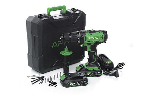 Дрель-шуруповерт ударная Apro 20 В 2 А 20HD 2 АКБ/ЗП с кейсом (2969024621)