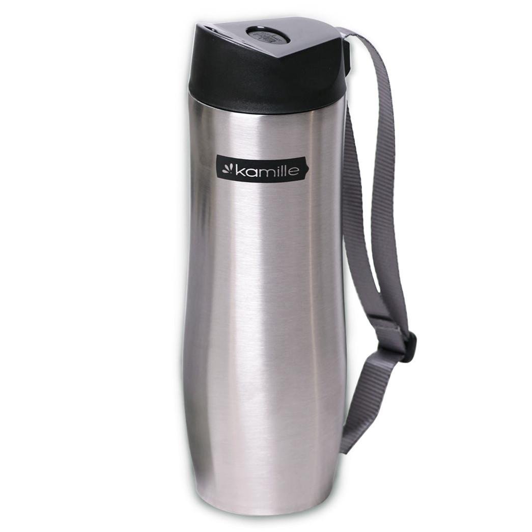 Термокружка с полиэстеровым ремешком Kamille KM-2056 из нержавеющей стали 480 мл Сталь (150-84-2056)