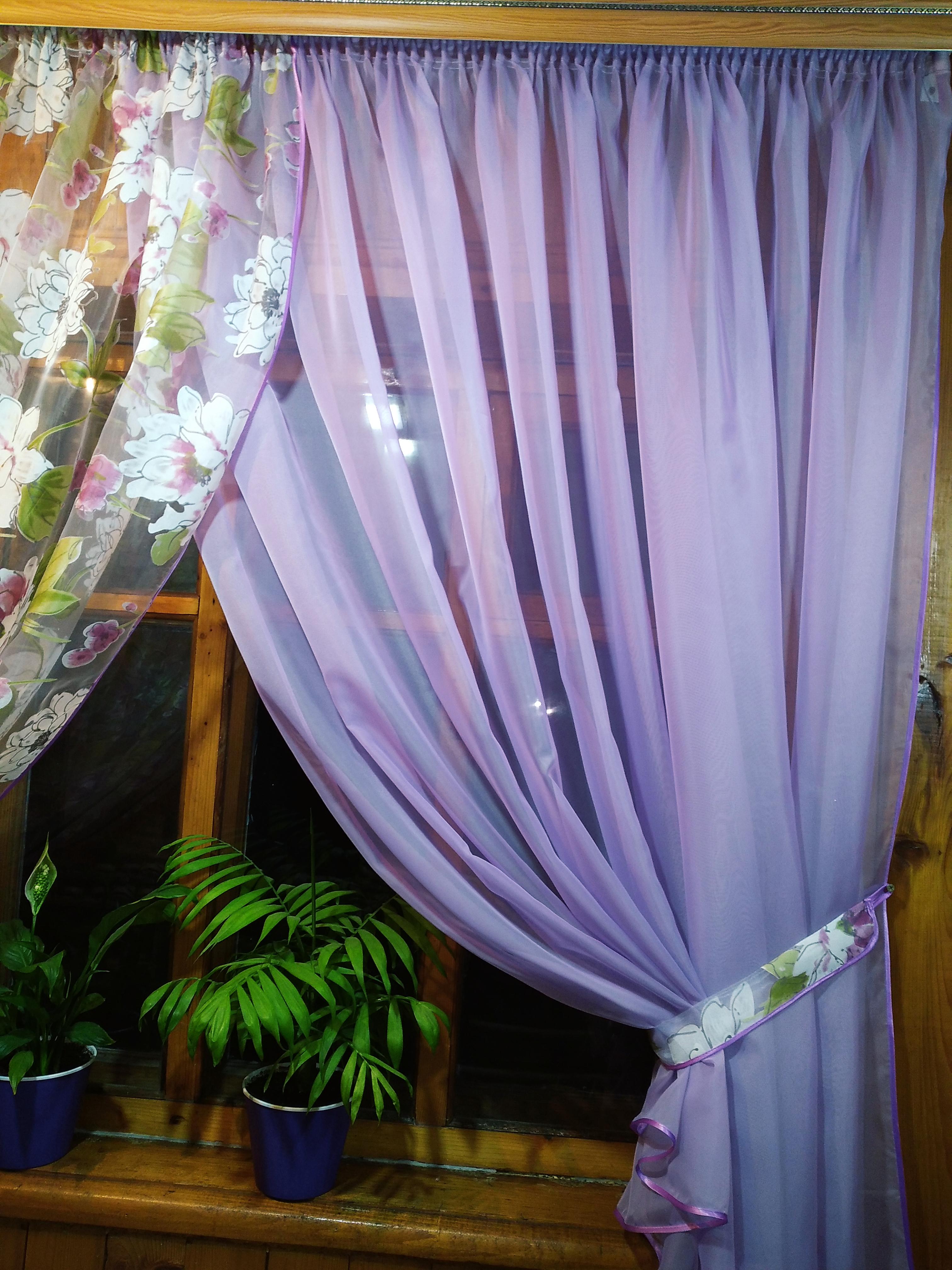 Занавеска готовая короткая Вероника Сиреневый цветок - фото 3 Занавеска готовая короткая Вероника Сиреневый цветок - фото 3