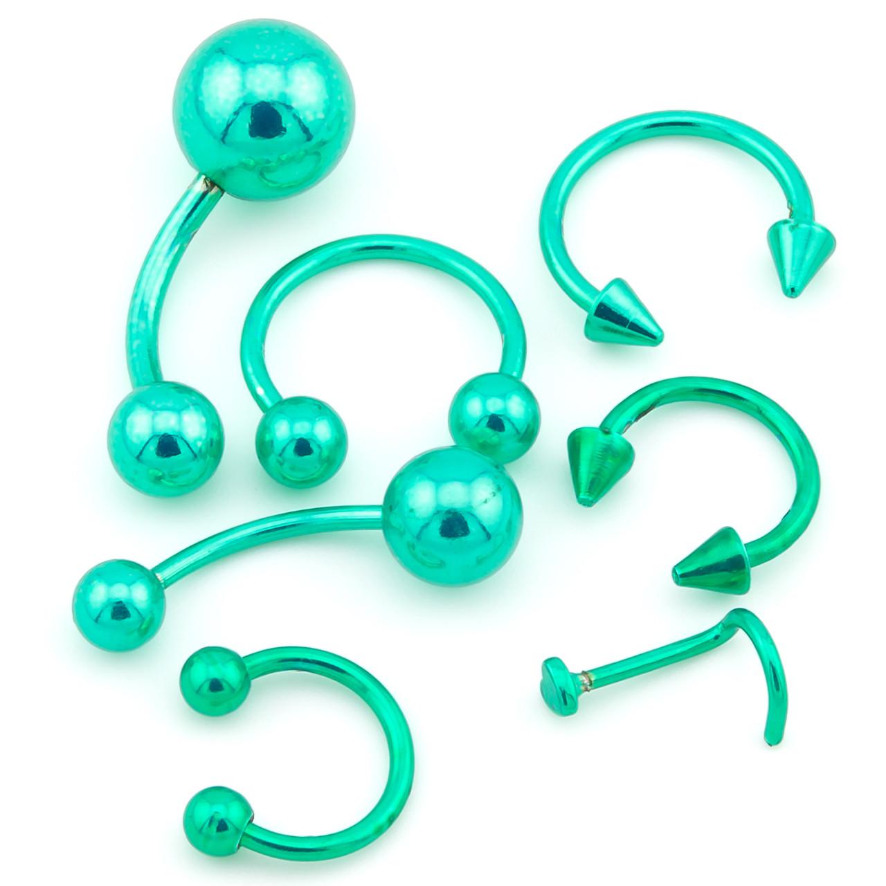 Набор подарочный пирсинга металлического 7 шт. Зеленый (НП1107п14)