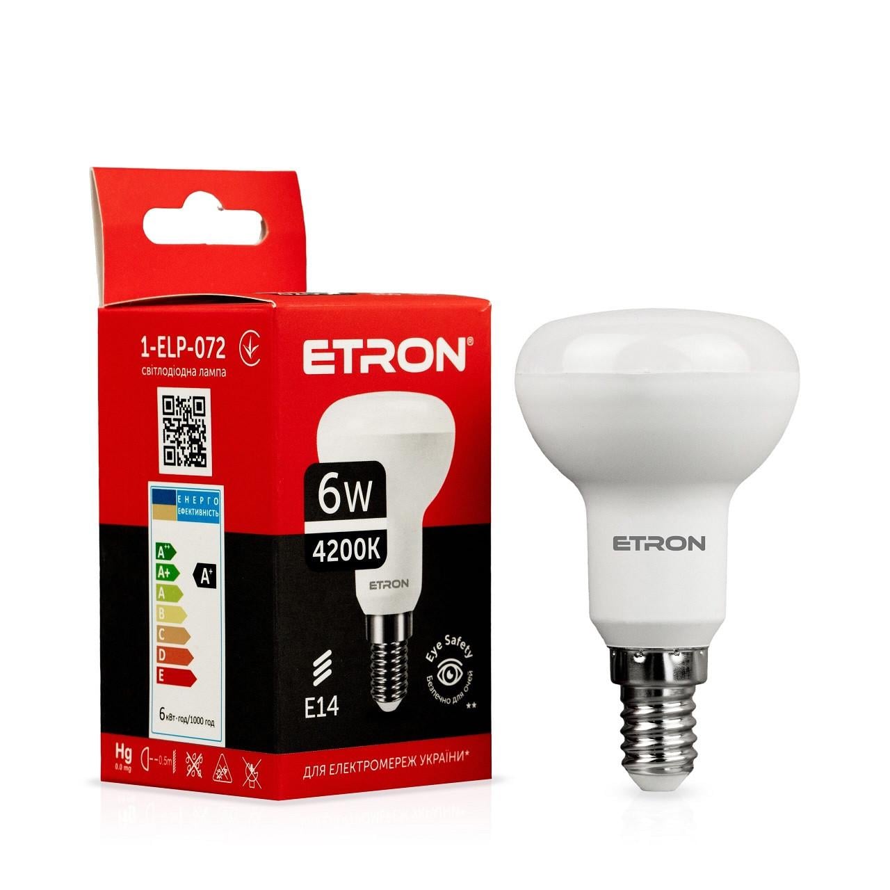 Лампа LED ETRON Light 1-ELP-072 R50 6W 220V E14 4200K