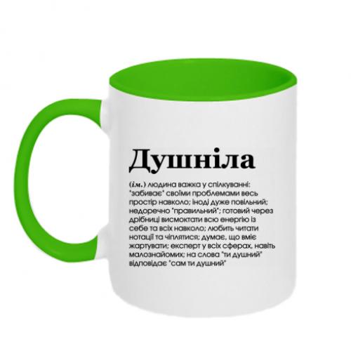 Чашка керамічна двоколірна "Душніла звичайний" 320 мл Білий із зеленим (13027852-37-183255)