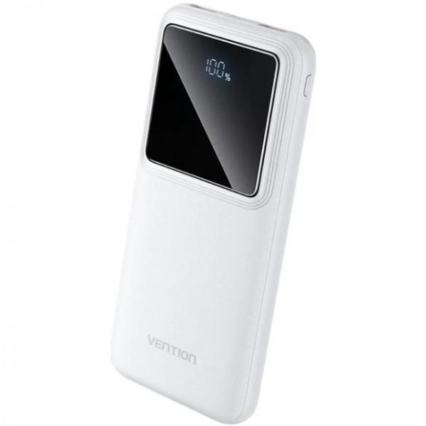 Повербанк Vention 10000 mAh 22,5W Micro-USB/USB-C/2xUSB-A LED Display White (FHKW0)