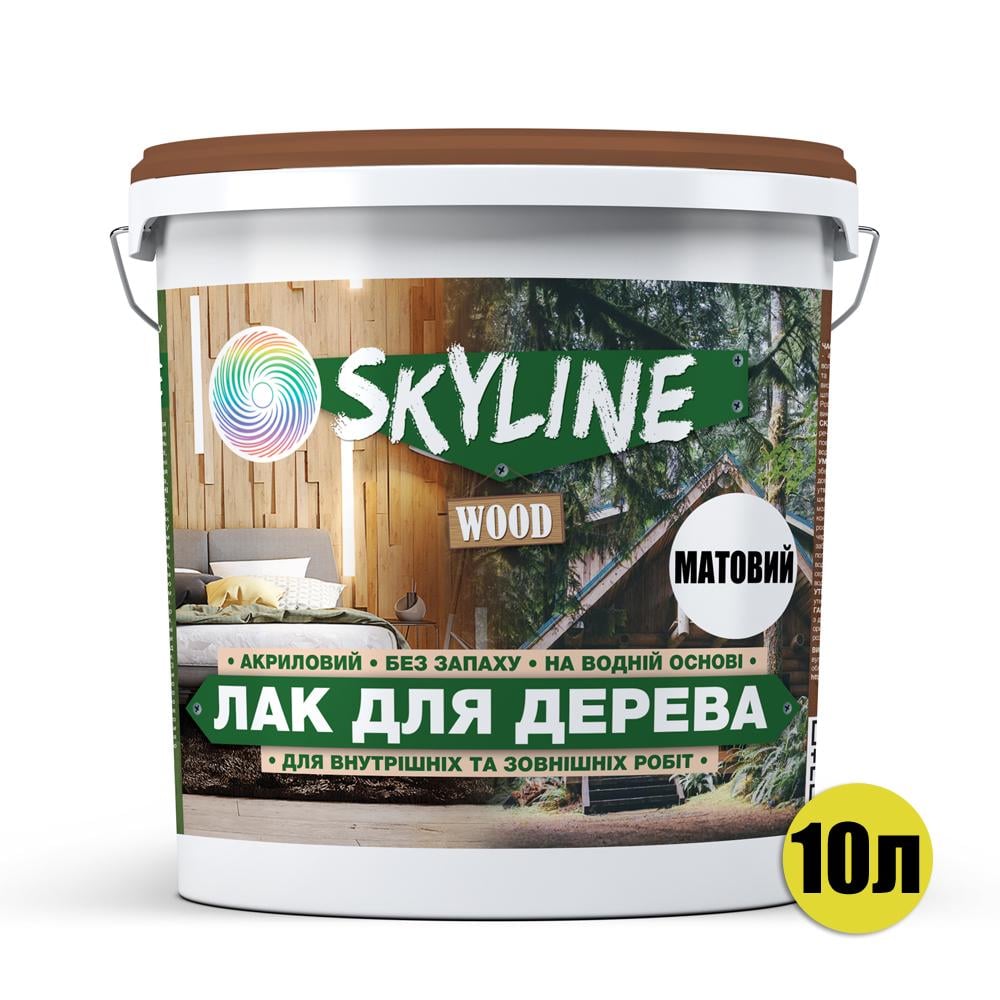 Лак для дерева Skyline Wood акриловый матовый 10 л Прозрачный - фото 2