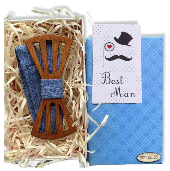 Бабочка-галстук деревянная с вырезами в подарочной упаковке (8151-ВМ)